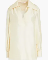 Tory Burch Gathered silk-shantung tunic - Neutral Neutral