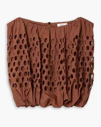 A.L.C. Raina cropped gathered broderie anglaise cotton top - Brown Brown