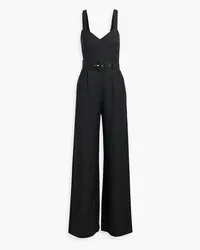 NICHOLAS Yvette belted linen-blend wide-leg jumpsuit - Black Black