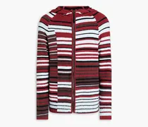 Striped cotton-blend hoodie - Burgundy