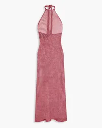 Cult Gaia Aili metallic crochet-knit halterneck midi dress - Pink Pink