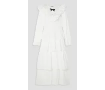 Michelle tiered broderie anglaise cotton midi dress - White