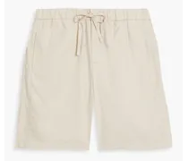 Herringbone linen and cotton-blend drawstring shorts - Neutral