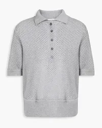 Thom Browne Pointelle-knit cashmere polo sweater - Gray Gray