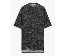 Printed cupro-blend shirt - Black