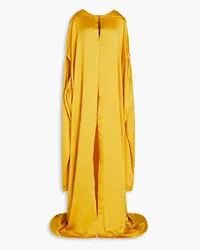 Rick Owens Cutout silk-satin hooded cape - Yellow Yellow