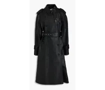 Selly belted leather trench coat - Black
