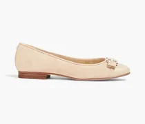 Mage embellished suede and leather ballet flats - Neutral