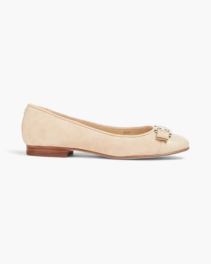 Mage embellished suede and leather ballet flats - Neutral
