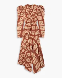 Ulla Johnson Priyanka ruched tie-dyed cotton-voile midi dress - Brown Brown