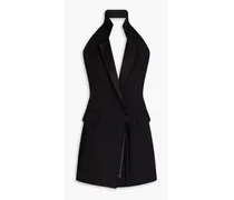 Adali wool-twill halterneck tuxedo mini dress - Black