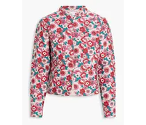 Blossom quilted floral-print cotton jacket - Red