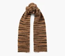 Striped alpaca-blend scarf - Brown