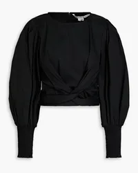 Veronica Beard Cropped twisted cotton-poplin top - Black Black