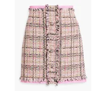 Frayed cotton-blend tweed mini skirt - Pink