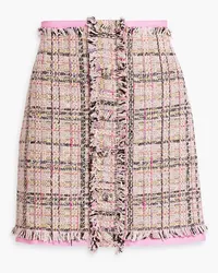 MSGM Frayed cotton-blend tweed mini skirt - Pink Pink