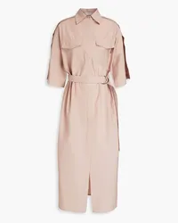 Brunello Cucinelli Bead-embellished crinkled cotton-blend midi shirt dress - Pink Pink