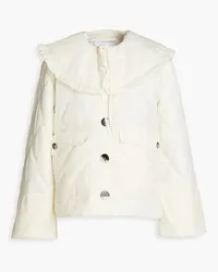 Ganni Ruffled quilted shell jacket - White White