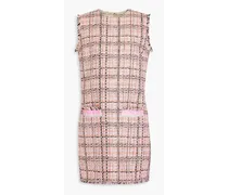 Frayed cotton-blend tweed mini dress - Pink