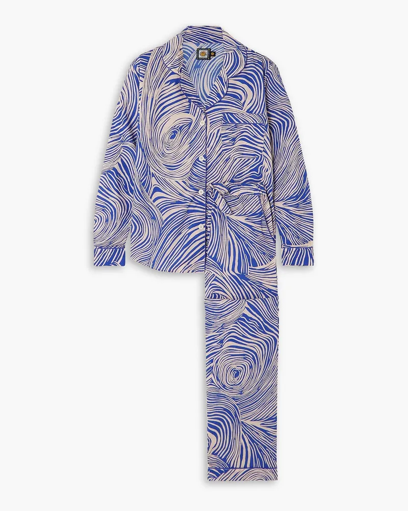 Desmond & Dempsey Tellus printed cotton pajama set - Blue Blue