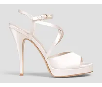Acate satin platform sandals - White