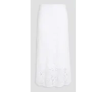 Cotton-blend crochet-knit midi skirt - White