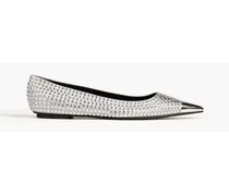 Dagger crystal-embellished satin point-toe flats - Metallic