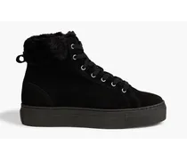 Blossom shearling-trimmed suede high-top sneakers - Black