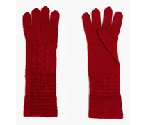 Cable-knit cashmere gloves - Burgundy