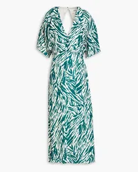 ba&sh Vee cutout wrap-effect printed georgette midi dress - Green Green