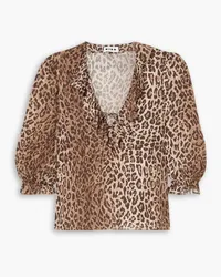 RIXO Aaliyah ruffled leopard-print chiffon blouse - Animal print Animal