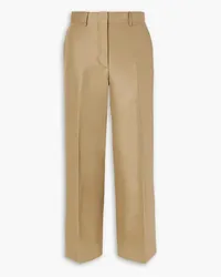 Brioni Cotton, linen and silk-blend twill straight-leg pants - Neutral Neutral