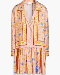 Sandro Printed silk-twill mini shirt dress - Pink Pink