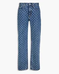 Alexander Wang Crystal-embellished high-rise straight-leg jeans - Blue Blue