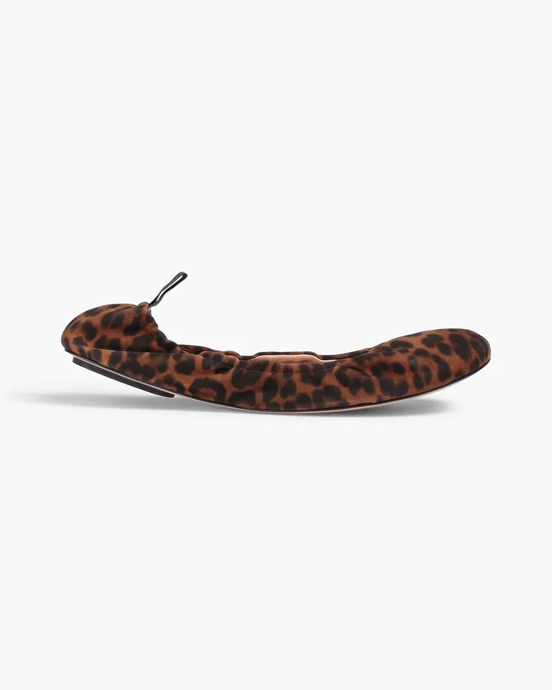 Gathered leopard-print suede ballet flats - Animal print