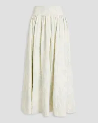 Zimmermann Acid-wash denim-jacquard maxi skirt - White White