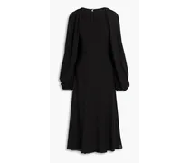 Gathered silk-crepe dress - Black