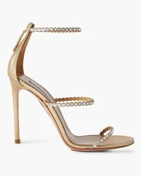 Aquazzura Mini Tequila 105 crystal-embellished metallic leather sandals - Metallic Metallic