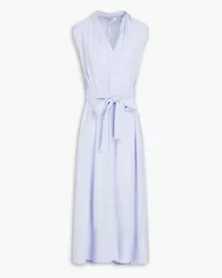 Another Tomorrow Belted pleated crepe midi dress - Purple Purple