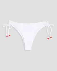 FISCH Hani Pearl embellished seersucker bikini briefs - White White