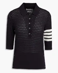 Thom Browne Pointelle-knit cotton and silk-blend polo shirt - Blue Blue