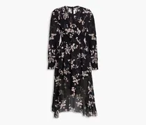 Iliona asymmetric floral-print chiffon dress - Black