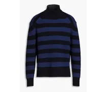 Rayures striped ribbed-knit turtleneck sweater - Blue