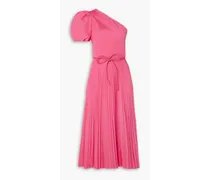 Rosa one-shoulder pleated poplin midi dress - Pink