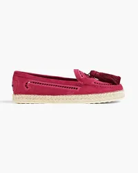 TOD'S Tasseled crochet-trimmed suede espadrilles - Purple Purple