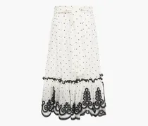Embroidered linen and silk-blend gauze midi skirt - White