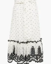 Zimmermann Embroidered linen and silk-blend gauze midi skirt - White White