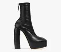 Penelope stretch-leather platform ankle boots - Black