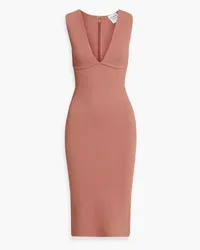 Hervé Léger Ribbed-knit midi dress - Pink Pink