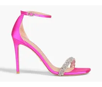 Crystal-embellished neon satin sandals - Pink